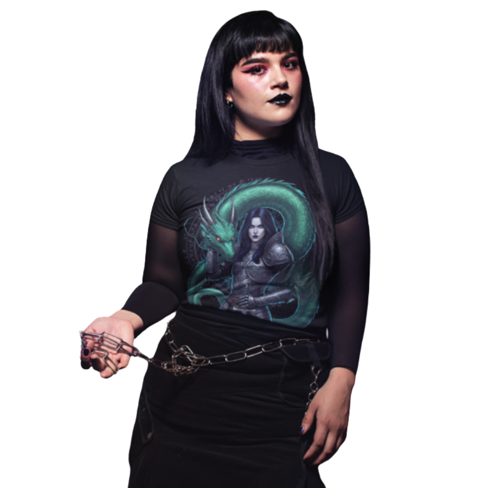 Dragon black t-shirt, alternative t-shirt, gothic women's t-shirt